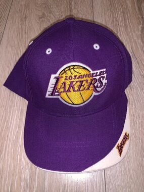Vintage Los Angeles Lakers Velcro Strap Cap Purple Logo Size: One Size